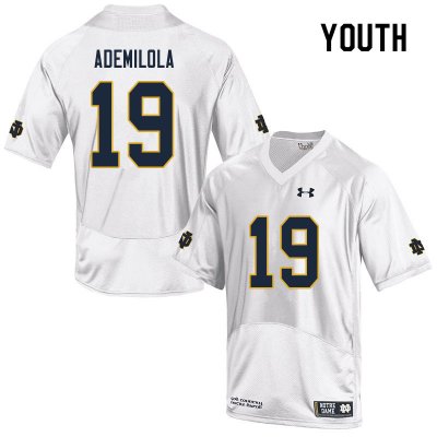 Notre Dame Fighting Irish Youth Justin Ademilola #19 White Under Armour Authentic Stitched College NCAA Football Jersey LQS4899UH